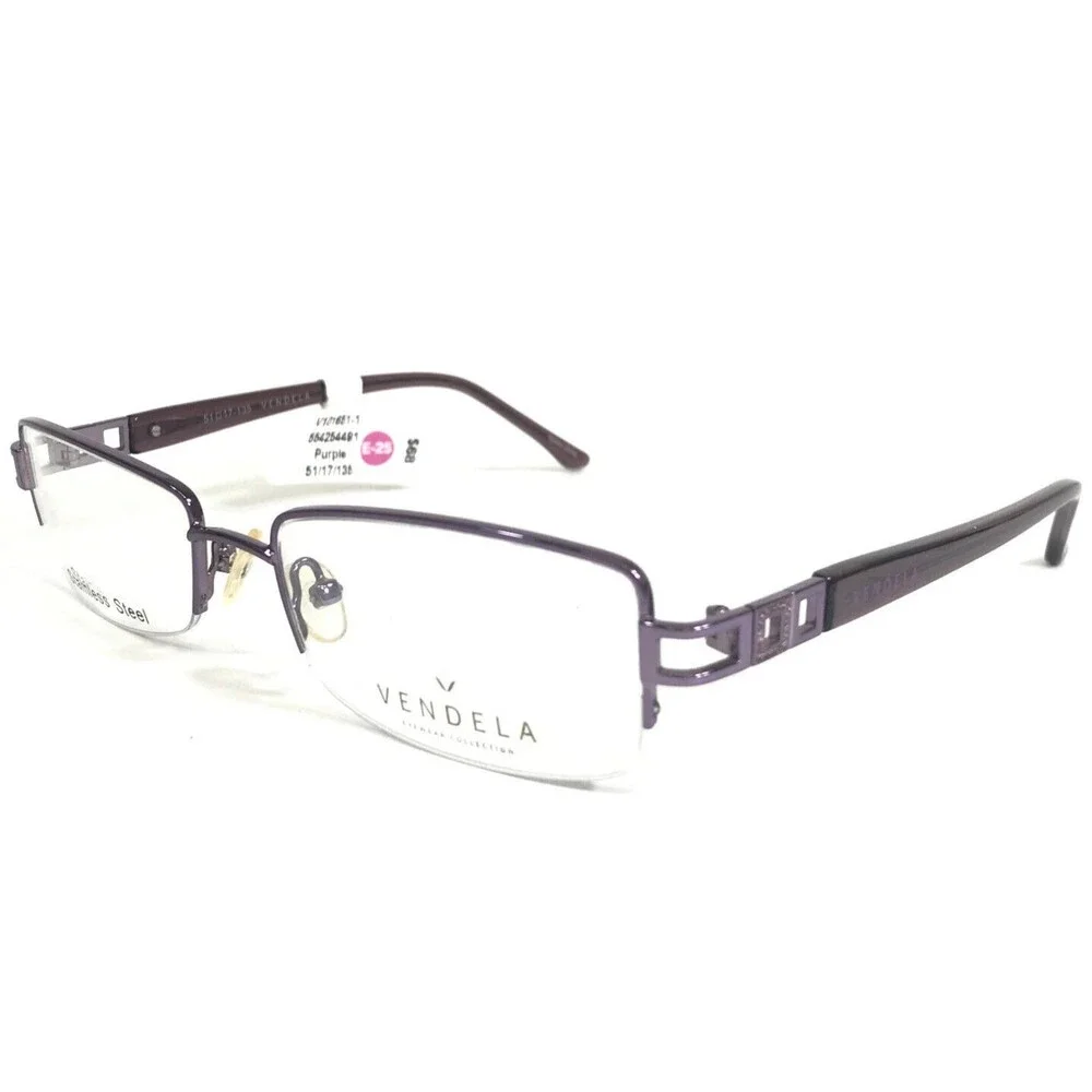 Vendela Eyeglasses Frames V 1016-1 Purple Rectangular Half Rim 51-17-135